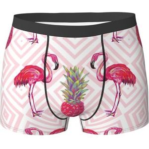 Boxers Slips Roze Flamingo Ananas Print Boxer Shorts Comfort Fit Heren Boxer Slips Comfort Heren Slips Voor Liefhebber, Man, Papa, Ondergoed 740, S