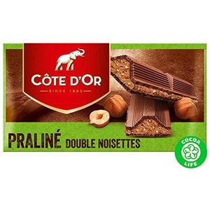 Côte d'Or - Praline Double Noisettes - 200 g - Belgische Chocolade - Klassieke Tabletten - Perfect Tussendoortje - Individueel Verpakte Reep Chocolade - Geïmporteerd uit België