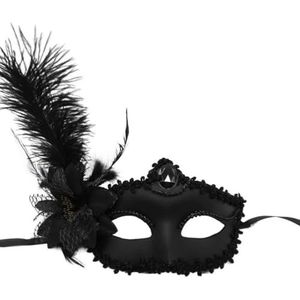 Bloem veren masker prachtige kraal kant bloem maskerade masker half gezicht plastic oogmasker maskerade masker (kleur: zwart)