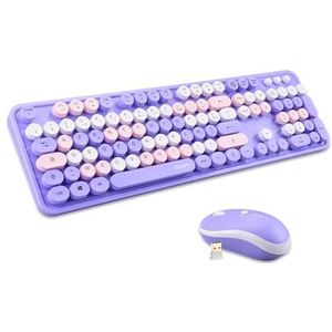 MOFII - Sweet Pack Wireless Gaming Mouse Toetsenbord Franse lay-out (AZERTY) WiFi 2,4 GHz - PC Windows - Paars