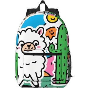 Zelinge Leuke Reizen Rugzak Reizen Laptop Tas Werk Zakelijke Rugzakken Purse, Cartoon lama en cactus, One Size, Reizen Rugzakken