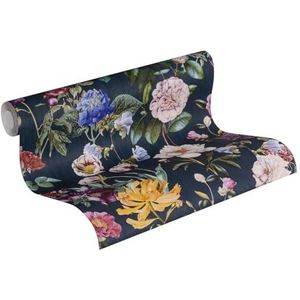 Jette - Vliesbehang - Blauw Groen Rood - Tropisch Bloemen - 10,05 m x 0,53 m