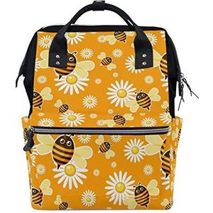 Jeansame Mummy Rugzak School Tas Laptop Reizen Tassen Casual Tas Dagtas voor Kids Jongens Meisjes Vrouwen Mannen Geel Leuke Honing Bijen Madeliefje Bloemen