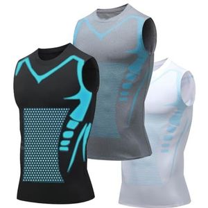 Duneva Afslankend vest compressieshirt voor heren, compressietanktop, Ionische compressie, bodyshaper vest, 3 stuks., L