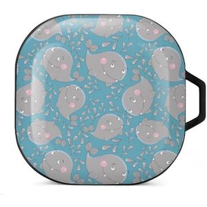 Grappige walvis oordopjes hoesje compatibel met Samsung hard shell beschermhoes zwart stijl
