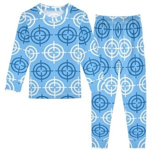 LI ZHI XIN Katoenen Paj Set Jongens Meisjes Nachtkleding Set Kinderen Lange Mouw Paj Set 2 Stuk Homewear Nachtkleding Leeftijd 1-8 Jaar Blauw Rond Patroon, Meerkleurig, 1 jaar