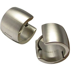 Kikuchi heren oorbellen titanium roestvrij staal creolen 10mm extra breed zilver mat Flinserl ERTS015
