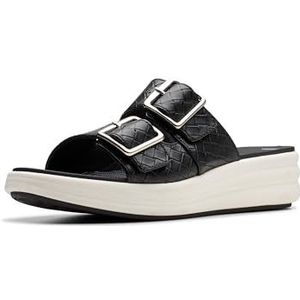 Clarks Dames Drift Buckle Sandalen, zwart geweven, 44 EU breed, zwart geweven, 44 EU Breed