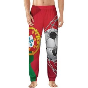 Portugal Vlag Voetbal Goa Heren Pyjama Broek Zachte Lounge Bottoms Lichtgewicht Slaap Broek