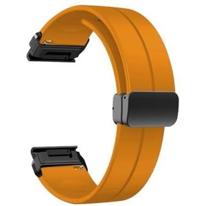 Siliconen Vouwgesp fit for Garmin Descent Mk2 quatix 7X Enduro 2 fenix 3 sapphire tactix Band Armband Polsband (Color : Yellow, Size : QuickFit 26mm)