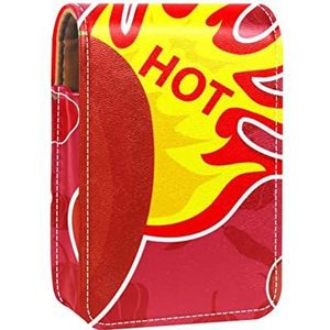 Gepersonaliseerde Lipstick Case Draagbare Make-up Tas Cosmetische Pouch Lippenstift Houder Make-up Organizer Set van Chili, Meerkleurig, 9.5x2x7 cm/3.7x0.8x2.7 in