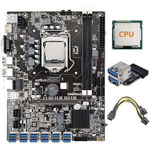 AMIUHOUN B75 12 GPU BTC Mijnbouw Moederbord+CPU+Stroomkabel+USB3.0 Adapter 12X USB3.0 naar PCIE Slot LGA1155 DDR3 SATA3.0 ETH