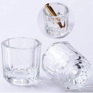Acryl Nail Art Gereedschap Dappen Dish - Crystal Glass Bowl Cup voor Vloeibaar Poeder, Clear Houder Vrouwen Thuis Nail Salon Apparatuur