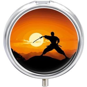 Zon Karate Silhouet Pillendoos Pil Case Pil Organizer Geneeskunde Pil Organizer Wekelijkse Pil Organizer Pil Houder Kleine Pil Case Pil Containers Pil Houder voor Portemonnee