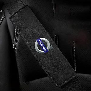 2 stuks autogordelbeschermers voor Volvo XC60 S60 S90 XC90 V90 V60, lederen comfortgordel schouderbescherming, ademende veiligheidsschouderkussens, auto-interieuraccessoires,Black