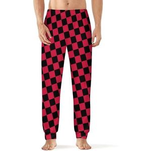 Rood Zwart Geruite Mannen Pyjama Broek Zachte Lounge Bodems Met Pocket Slaap Broek Loungewear