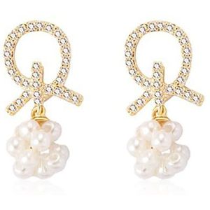 Faux Pearl Charm Dangle Oorbellen voor Vrouwen Eenvoudige Legering Stud Oorbellen, Zink, Geen edelsteen