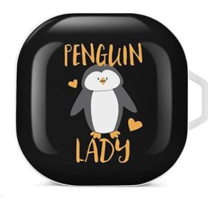 Pinguïn Lady Oordopjes Hoesje Compatibel met Samsung Hard Shell Beschermhoes Wit-Stijl