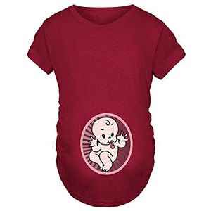 Q.KIM Dames moederschap T-shirt elasticiteit zacht zwangerschap zwangerschap zwangerschap, Babystijl 2, wijnrood, M