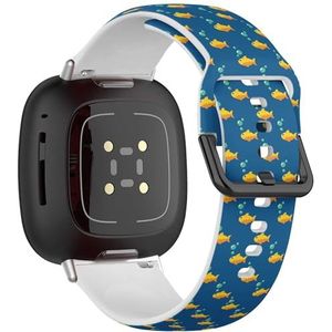 Sportbandje compatibel met Fitbit Sense / Sense 2 / Versa 4 / Versa 3 (Gold Fish), siliconen armband, accessoire