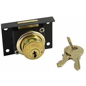 Lade Kast Metalen Nachtschoot Cilinder Locking Lock Zwart Goud Tone 1Set