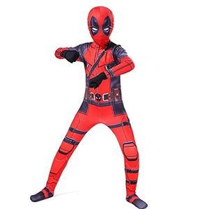 Leezeshaw tienerjongens Superheld Deadpool kostuum, volwassenen kinderen, lycra spandex Zentai superheld Deadpool jumpsuit, Halloween rollenspel-kostuums (110 cm)