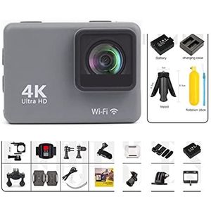 Actiecamera, 4K/60FPS Waterdichte Actie Camera Anti-shake Actie Camera Met Afstandsbediening Scherm Sport Onderwater Camera Drive Recorder,Buiten, Sport, Video(With 128G Card,Action Camera-C)