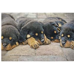 Rottweiler Sleeping Honden Dieren Puppy's Kleine Puzzel 1000 Stukjes Houten Puzzel Familie Spel Wanddecoratie