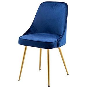 GEIRONV 1 Stuk Zachte Fluwelen Eetkamerstoel,45×43×80cm Moderne Eenvoud Gouden Been Bureaustoel Appartement Hotel Lounge Stoel Eetstoelen (Color : Blue, Size : 45x43x80cm)