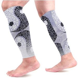 EZIOLY Yin Yang Sport Kalf Compressie Mouwen Been Compressie Sokken Kalf Guard voor hardlopen, Fietsen, Moederschap, Reizen, Verpleegkundigen