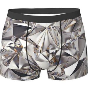 ZJYAGZX Glitter Abstract Diamant Kristal Patroon Print Heren Boxer Slips - Comfortabele Ondergoed Trunks, Ademend Vochtafvoerend, Zwart, L