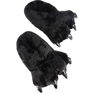 1 Paar Warme Pluizige Huisschoenen Warme Pantoffels Slippers Zwarte Pluizige Pantoffels Schattige Poothuis Schoenen Pantoffels Met Dierenklauwen Dieren Kostuum Blozen All-inclusive