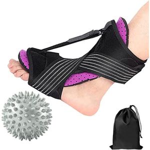 Verbeterde Fasciitis Plantaris Nachtspalk Enkelbrace Voor Plantaire Fasciitis Relief & Achilles Tendinitis Relief Voetsteun Met Een Massagebal 7-delige Set,Purper