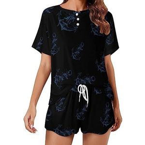 You Are My Anchor Mode 2 Stuks Dames Pyjama Sets Korte Mouw Nachtkleding Zachte Loungewear Stijl-2