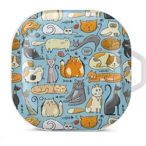 World Cats Day oordopjes hoesje compatibel met Samsung hard shell beschermhoes wit stijl