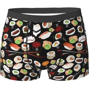 Heren Boxers Shorts Japanse Sushi Zwarte Print Heren Ondergoed Comfortabele Heren Boxer Shorts Funky Taille Ondergoed Voor Liefhebber, Gift, Papa, Ondergoed 772, L