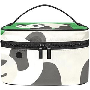 Groene Pandan make-up organizer tas, reismake-up tas organizer case draagbare cosmetische tas voor vrouwen en meisjes toiletartikelen, Meerkleurig, 22.5x15x13.8cm/8.9x5.9x5.4in