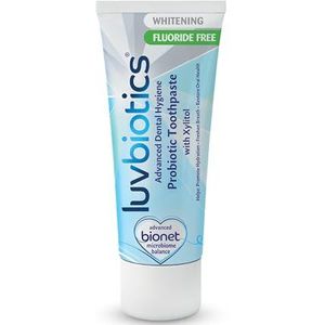 Luvbiotics Whitening Tandpasta zonder fluoride – met probiotica en xylitol – voor wittere tanden, gezond tandvlees en frisse adem – zonder SLS, parabenen, 75 ml