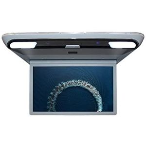 Draagbare Auto TV Hoofdsteun Monitor Tablet, Auto Monitor 19 Inch HD Lcd-scherm Auto Dak Mount Display 1080P Video Player Flip Down Plafond Link TV USB FM Speaker met HD Scherm(Grey MP5)