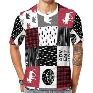 Happy Camper Bear And Moose houthakker heren korte mouw grafisch T-shirt ronde hals print casual T-shirt tops XL