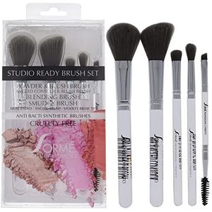 Sorme Cosmetics Professionele borstelset - Studio klaar voor vrouwen 5 stuks poeder en blozen borstel, schuine contour en blush borstel, veegborstel, mengborstel, dubbele hoekborstel