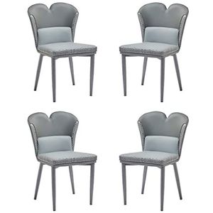 GEIRONV Dineren stoelen set van 4, moderne zachte microvezel lederen kussenstoel keuken stoelen grijze koolstofstaal woonkamer zijstoelen Eetstoelen (Color : Gris)