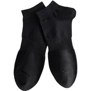 Katoenen sokken for heren, lente en zomer, korte sokken met geborduurde letters, effen sportbootsokken, zweetabsorberende sokken (5 paar)(Color:Black)