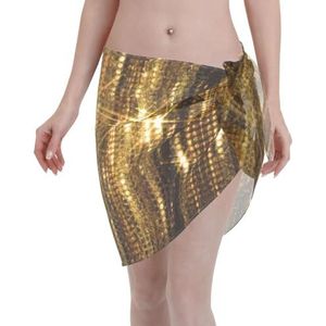 Gouden pailletten sprankelende print elegante strandwrap, bikini cover-up, badkleding jurk, voor vrouwen, perfect voor zwembad en resort, Zwart, one size