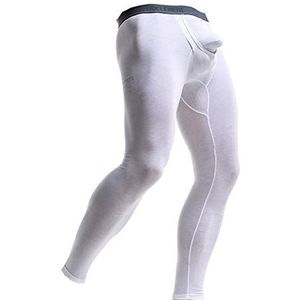 Ouruikia Thermisch Onderbroek voor Heren Modal Lange Onderbroek Zonder Label Lichtgewicht Thermische Broek Aparte Zak, Wit, S
