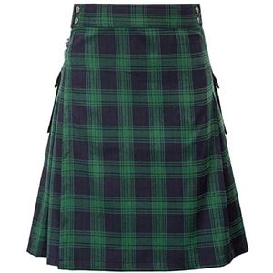 LuisFranklin Schotse rok kilt mannen mannen Schotse Kilts Highland Casual Kilt Pocket Geplooide Rok Mens Kilt Traditionele Plaid Riem Broek Rokken