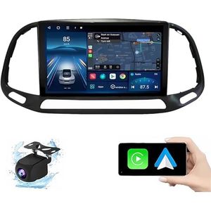 Android 14.0 2 Din Autoradio 9"" Touchscreen Auto Stereo voor Fiat Doblo 2015-2019 met Draadloze Carplay Android Auto GPS navigatie AHD Omgekeerd beeld Stuurwielbediening(P4(4G+64G))