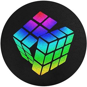 Magic Tie Dye Cube Logo Dier Vormige Legpuzzels Leuke Houten Puzzel Familie Puzzel Geschenken 195 STKS