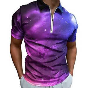 Mooie Galaxy Half Zip-up Poloshirts Voor Mannen Slim Fit Korte Mouw T-shirt Sneldrogende Golf Tops Tees 3XL