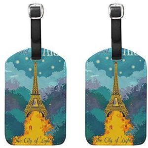 EZIOLY Frankrijk Parijs Eiffeltoren Cruise Bagagelabels Koffer Etiketten Bag,2 Pack, Meerkleurig, 12.5x7 cm